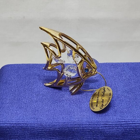 Crystal Delight 24K Gold Plated Angel Fish Suncatcher Suction Cup Mount Window - Picture 6 of 8